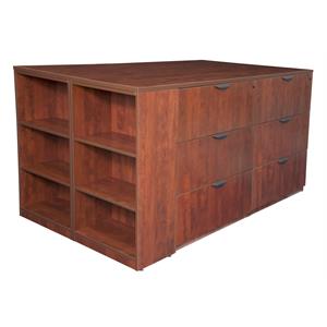 legacy stand up 2 lateral file/ storage cabinet/ desk quad w/ bookcase - cherry