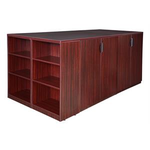 legacy stand up 2 storage cabinet/ lateral file/ desk quad w/ bookcase - brown