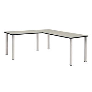 Kee 66 in. L-Desk with 42 in. Return- Maple/Chrome