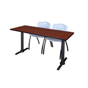 Cain 72&quot x 24&quot Training Table- Cherry & 2 'M' Stack Chairs- Grey