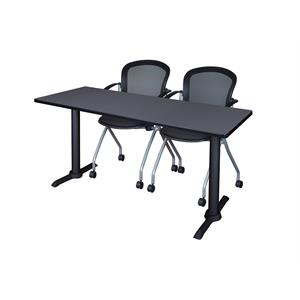 Regency Cain 72&quot x 24&quot Training Table- Grey & 2 Cadence Nesting Chairs- Black