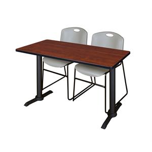 Cain 48&quot x 24&quot Training Table- Cherry & 2 Zeng Stack Chairs- Grey