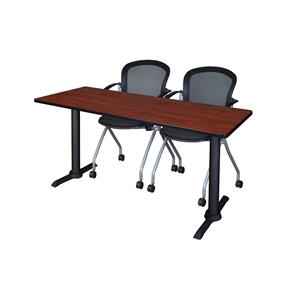 Cain 72&quot x 24&quot Training Table- Cherry & 2 Cadence Nesting Chairs- Black