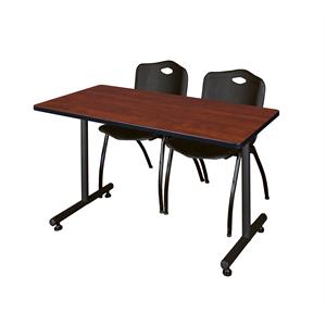48&quot x 24&quot Kobe Training Table- Cherry & 2 'M' Stack Chairs- Black