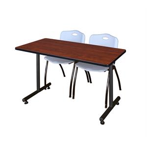 48&quot x 24&quot Kobe Training Table- Cherry & 2 'M' Stack Chairs- Grey