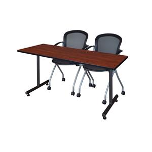 60&quot x 30&quot Kobe Training Table- Cherry and 2 Cadence Nesting Chairs