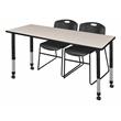 Kee 48in. Round Adjustable Student Table-Espresso & 4 Andy 18-in Chairs-Black