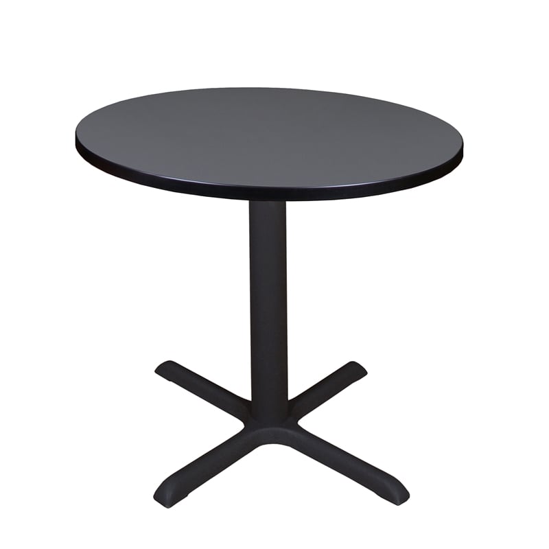 Regency Cain 30 inch Round Breakroom X-base  Table in Grey/Black