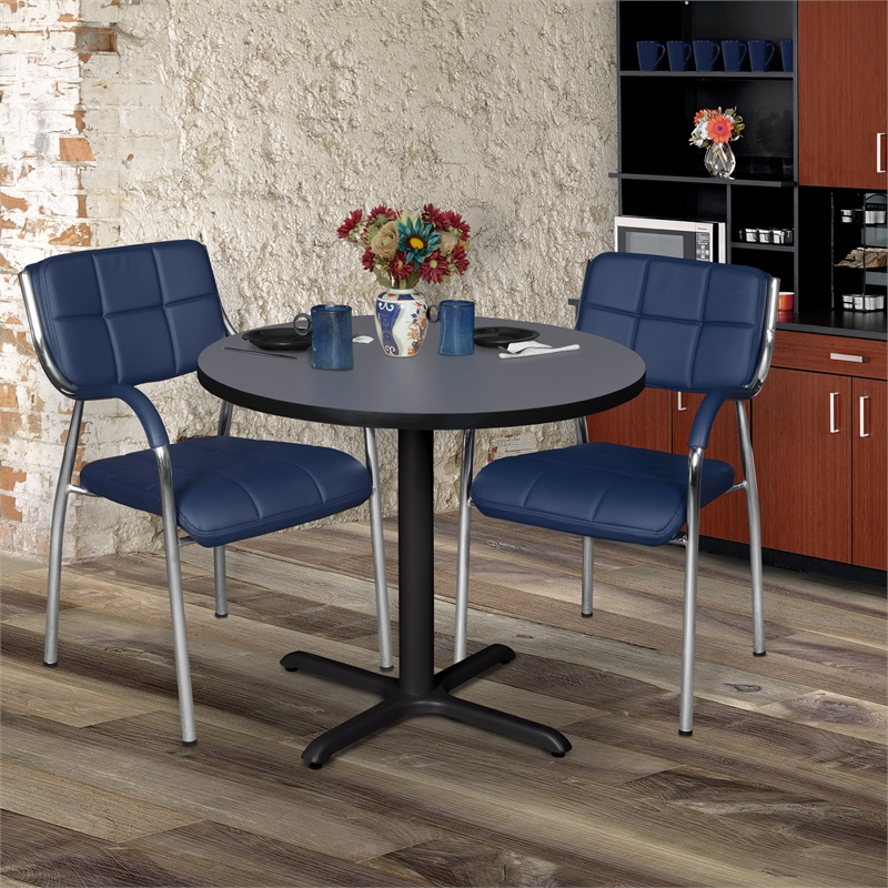 Regency Cain 30 inch Round Breakroom X-base  Table in Grey/Black