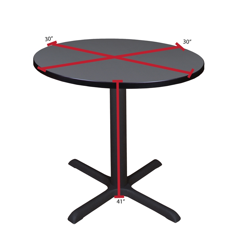 Regency Cain 30 inch Round Breakroom X-base  Table in Grey/Black