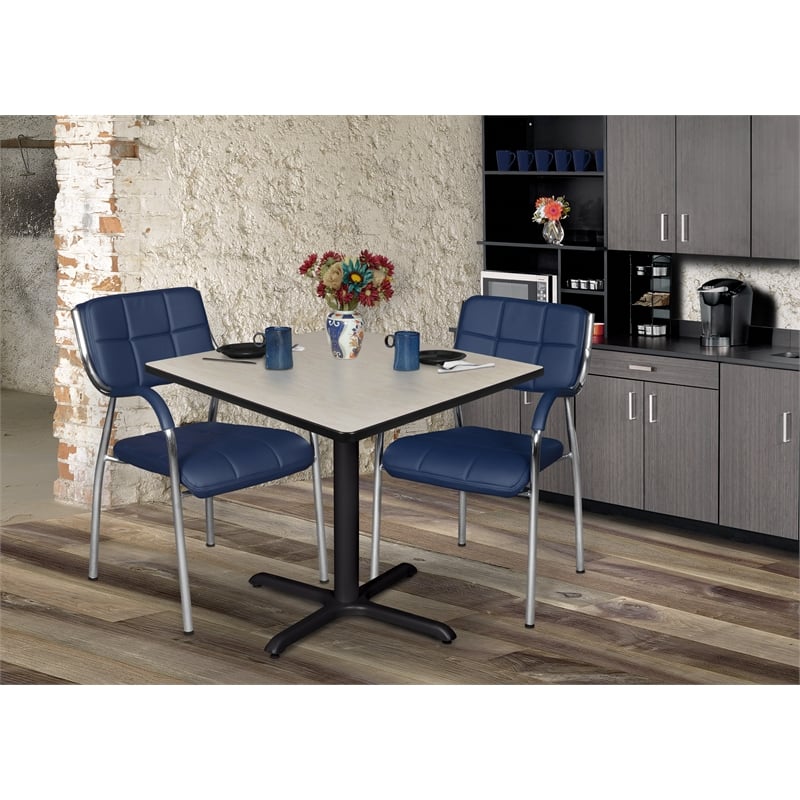 Regency Cain 36 inch Square Breakroom X-base  Table in  Maple/Black