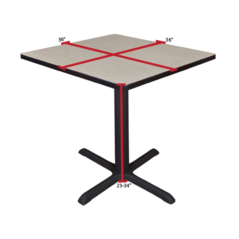 Regency Cain 36 inch Square Breakroom X-base  Table in  Maple/Black
