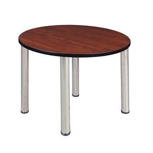 Regency Kee 42in. Round Breakroom Table- Cherry/ Chrome