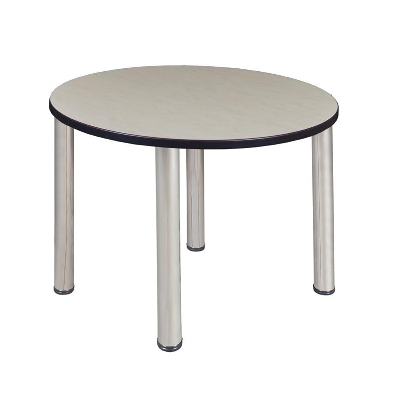 Kee 42in. Round Breakroom Table- Maple/ Chrome