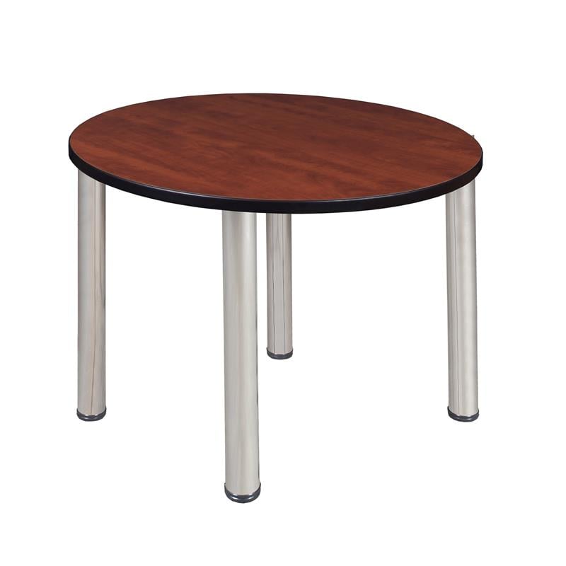 Regency Kee 36in. Round Breakroom Table- Cherry/ Chrome