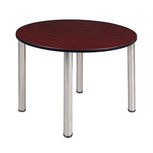 Kee 48in. Round Breakroom Table- Mahogany/ Chrome
