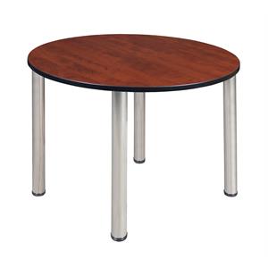 Kee 48in. Round Breakroom Table- Cherry/ Chrome
