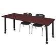 Regency Kee 66in.  Adjustable Mobile Table-Brown & 2Andy 12-in Chairs-Black