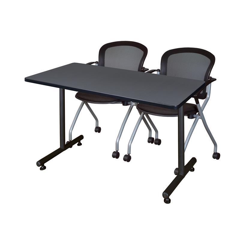48 in. x 24 in. Kobe Training Table- Grey and 2 Cadence Nesting Chairs