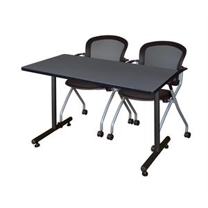48 in. x 24 in. Kobe Training Table- Grey and 2 Cadence Nesting Chairs
