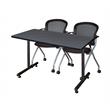 48 in. x 24 in. Kobe Training Table- Grey and 2 Cadence Nesting Chairs