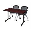 48 in. x 24 in. Kobe Training Table- Mahogany and 2 Cadence Nesting Chairs
