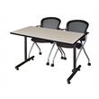 48 in. x 24 in. Kobe Training Table- Maple and 2 Cadence Nesting Chairs