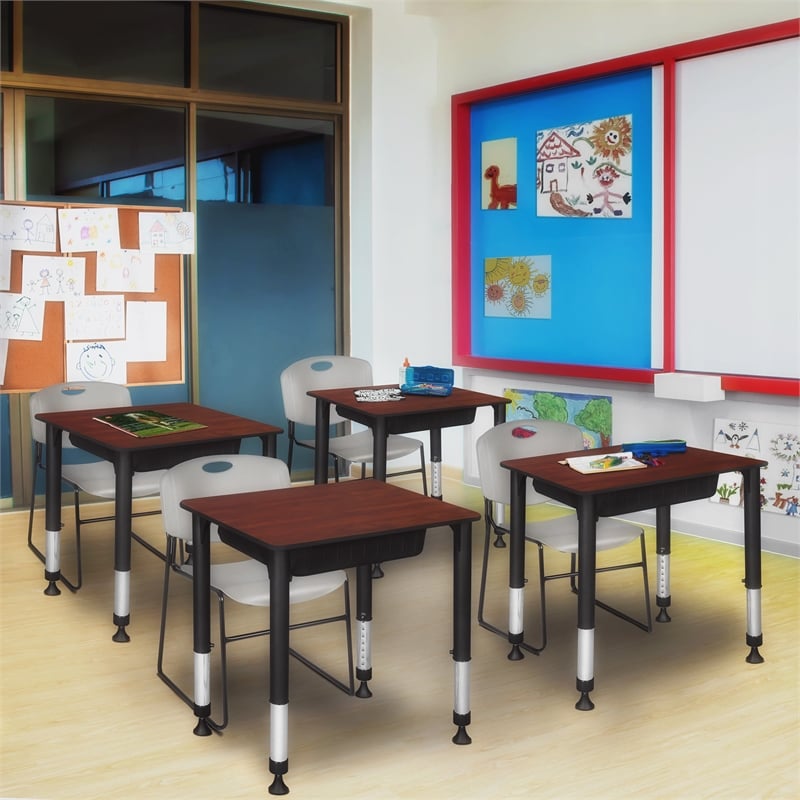 18.5 in. x 26 in. Rectangle Height Adjustable School Desk- Cherry