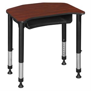 ferris 26 in. x 24 in. height adjustable student desk with book storage- cherry