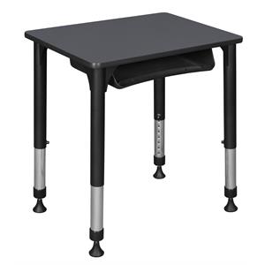18.5 in. x 26 in. rectangle height adjustable school desk w/ book storage- grey