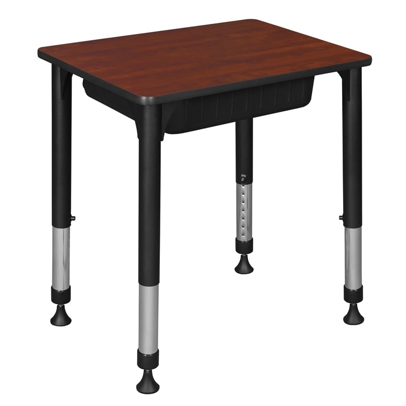 18.5 in. x 26 in. Rectangle Height Adjustable School Desk w/ Storage- Cherry