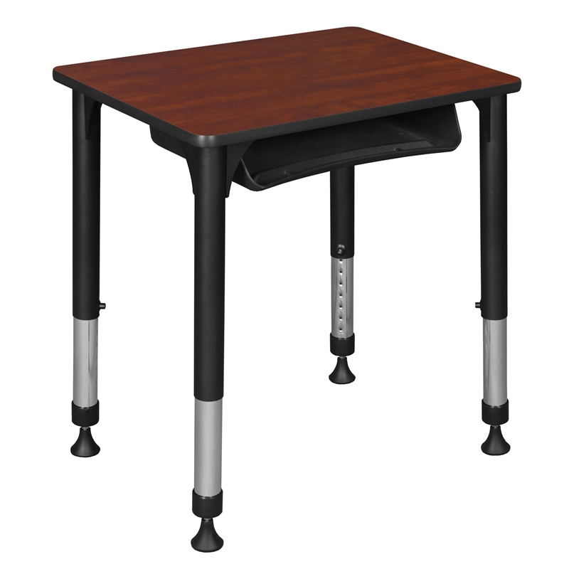 18.5 in. x 26 in. Rectangle Height Adjustable School Desk w/ Storage- Cherry