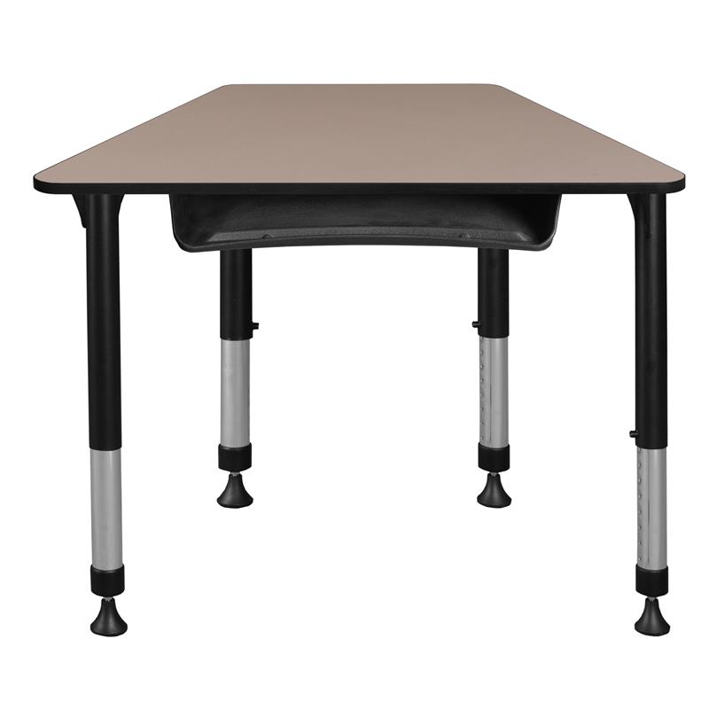 Beige Regency Height Adjustable Trapezoid School Student Desk with Storage 36x23