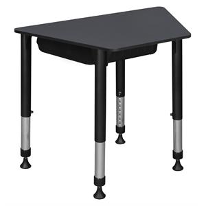 36 in. x 23 in. x 19 in. trapezoid adjustable school desk w/ storage- grey