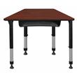 36 in. x 23 in. x 19 in. Trapezoid Adjustable School Desk w/ Storage- Cherry