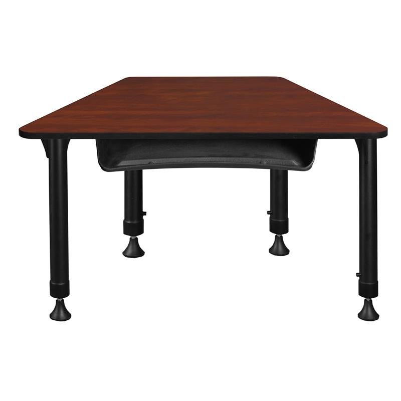 36 in. x 23 in. x 19 in. Trapezoid Adjustable School Desk w/ Storage- Cherry