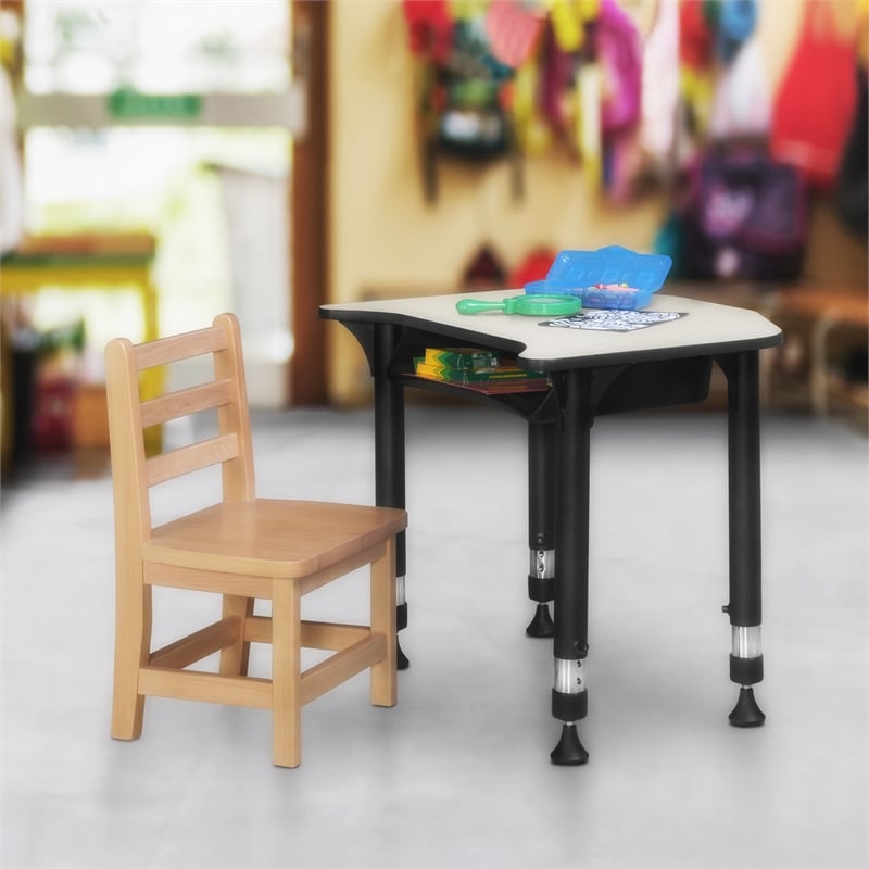 Ferris 26 in. x 24 in. Height Adjustable Student Desk- Maple