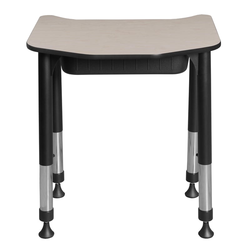 Ferris 26 in. x 24 in. Height Adjustable Student Desk with Book Storage- Maple