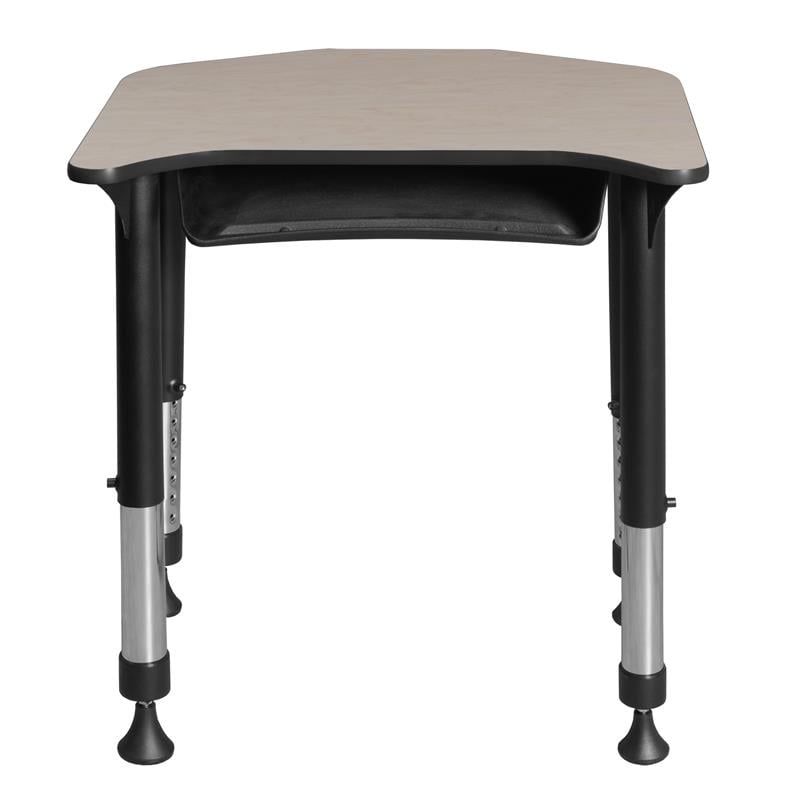 Ferris 26 in. x 24 in. Height Adjustable Student Desk with Book Storage- Maple