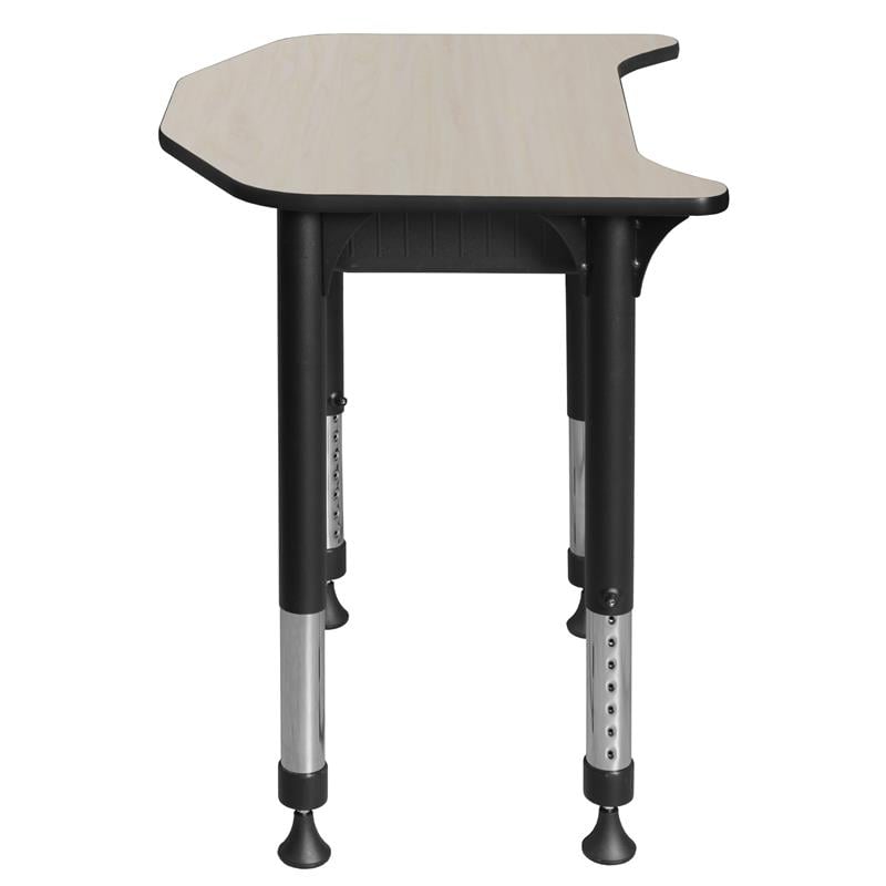 Ferris 26 in. x 24 in. Height Adjustable Student Desk with Book Storage- Maple