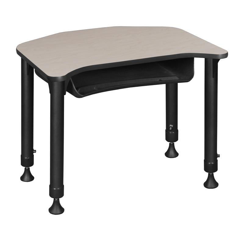 Ferris 26 in. x 24 in. Height Adjustable Student Desk with Book Storage- Maple