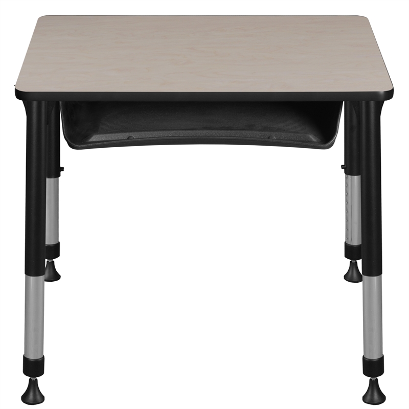 18.5 in. x 26 in. Rectangle Height Adjustable School Desk w/ Storage- Maple