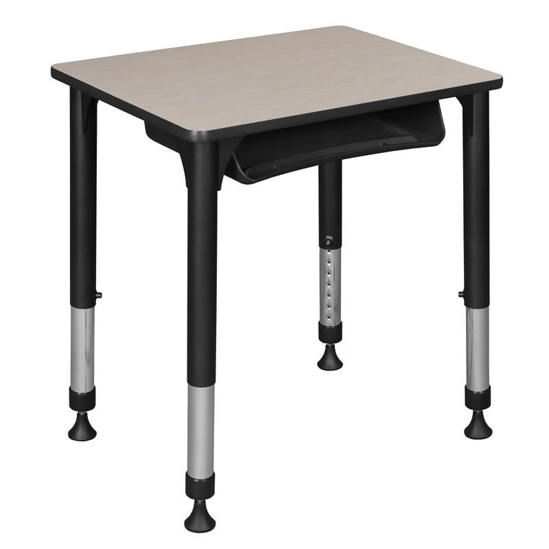 18.5 in. x 26 in. Rectangle Height Adjustable School Desk w/ Storage- Maple