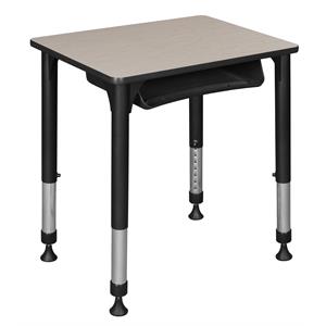 18.5 in. x 26 in. rectangle height adjustable school desk w/ storage- maple