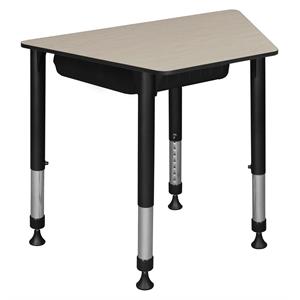 36 in. x 23 in. x 19 in. trapezoid adjustable school desk w/ storage- maple
