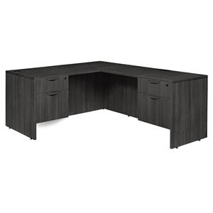 Legacy 60&quot Double Pedestal L-Desk with 47&quot Return- Ash Grey