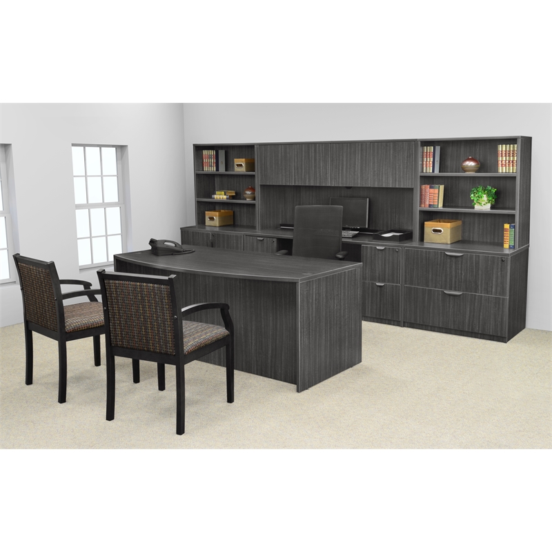 Legacy Lateral File with Open Hutch- Ash Grey