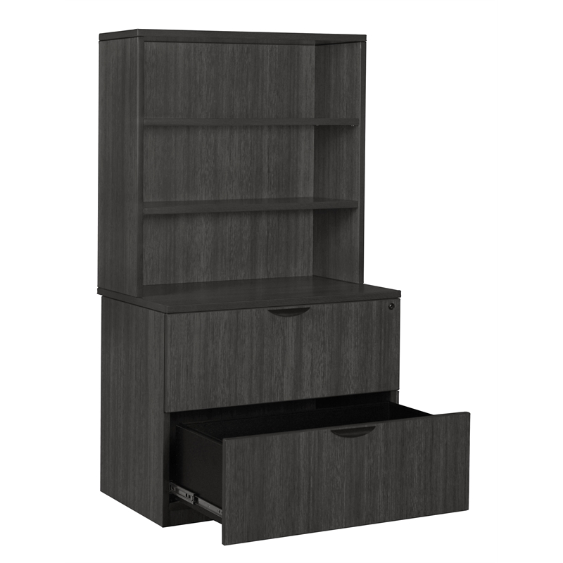 Legacy Lateral File with Open Hutch- Ash Grey