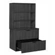 Legacy Lateral File with Open Hutch- Ash Grey