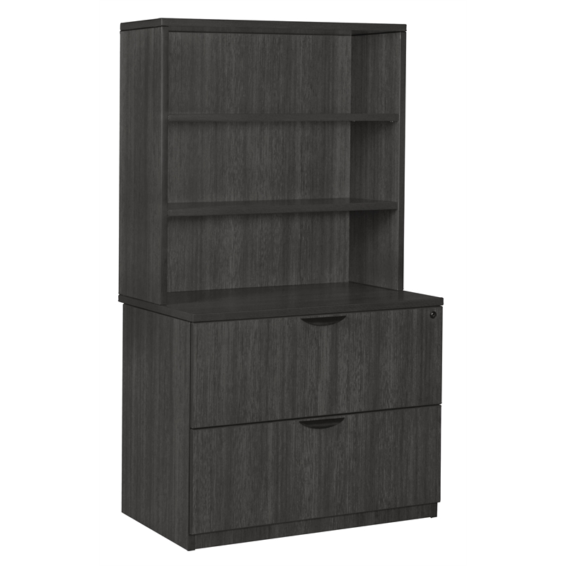 Legacy Lateral File with Open Hutch- Ash Grey